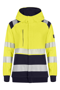 FR HI-VIS Sweatjacke für Damen mit Kapuze 1/1 Arm - PFAS + metallfrei